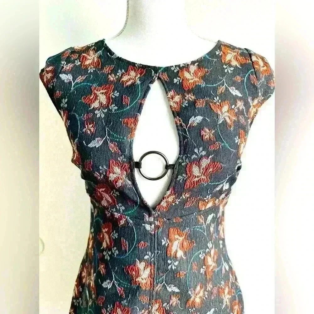 Free People Say Yes Floral Jacquard Textured Knit Mini Dress Size 4